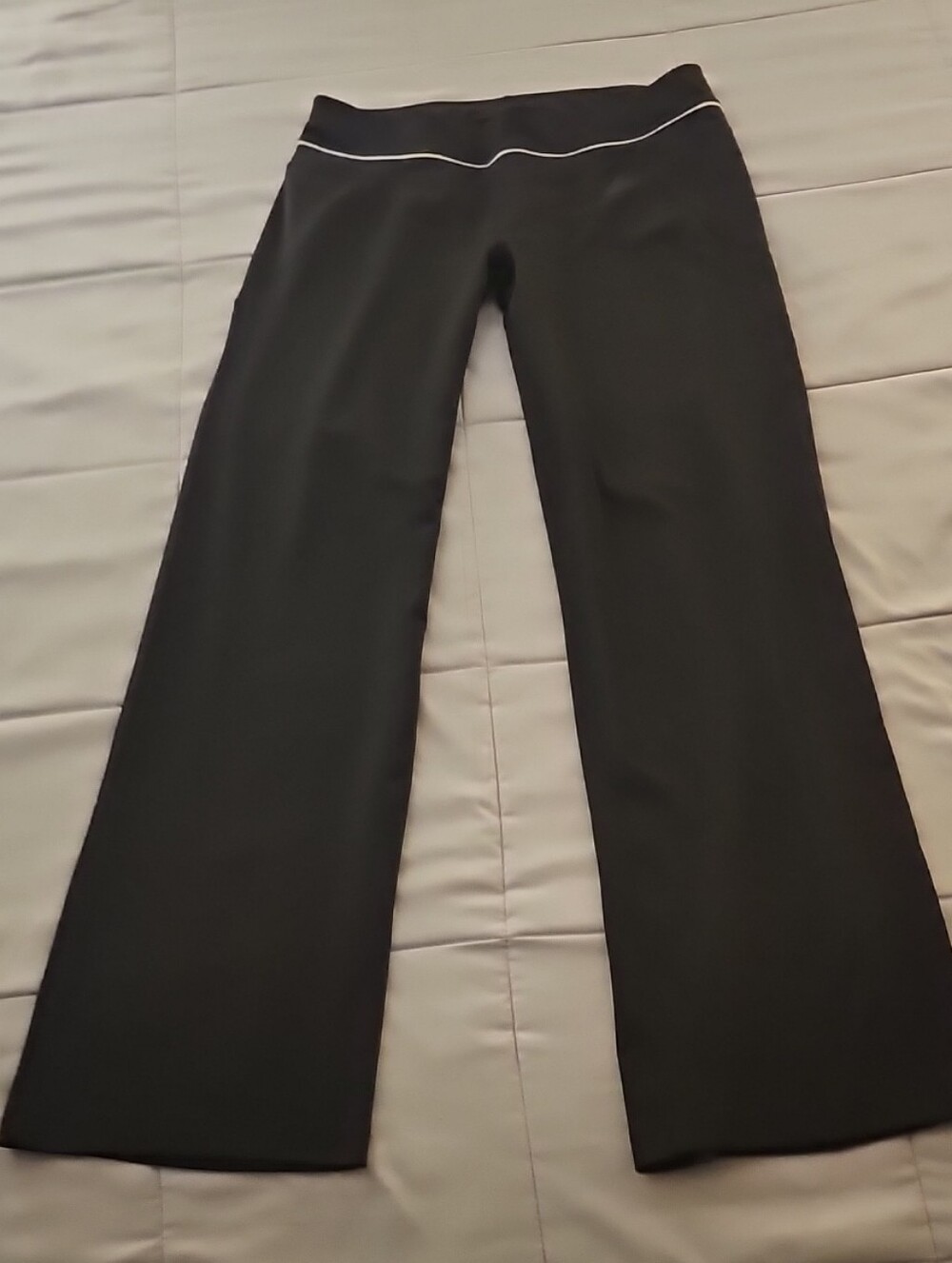 adidas Black Wide-Leg Pants with White Trim